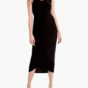 hohe Twist gerafft Kleid in schwarz onyx 7803974287420