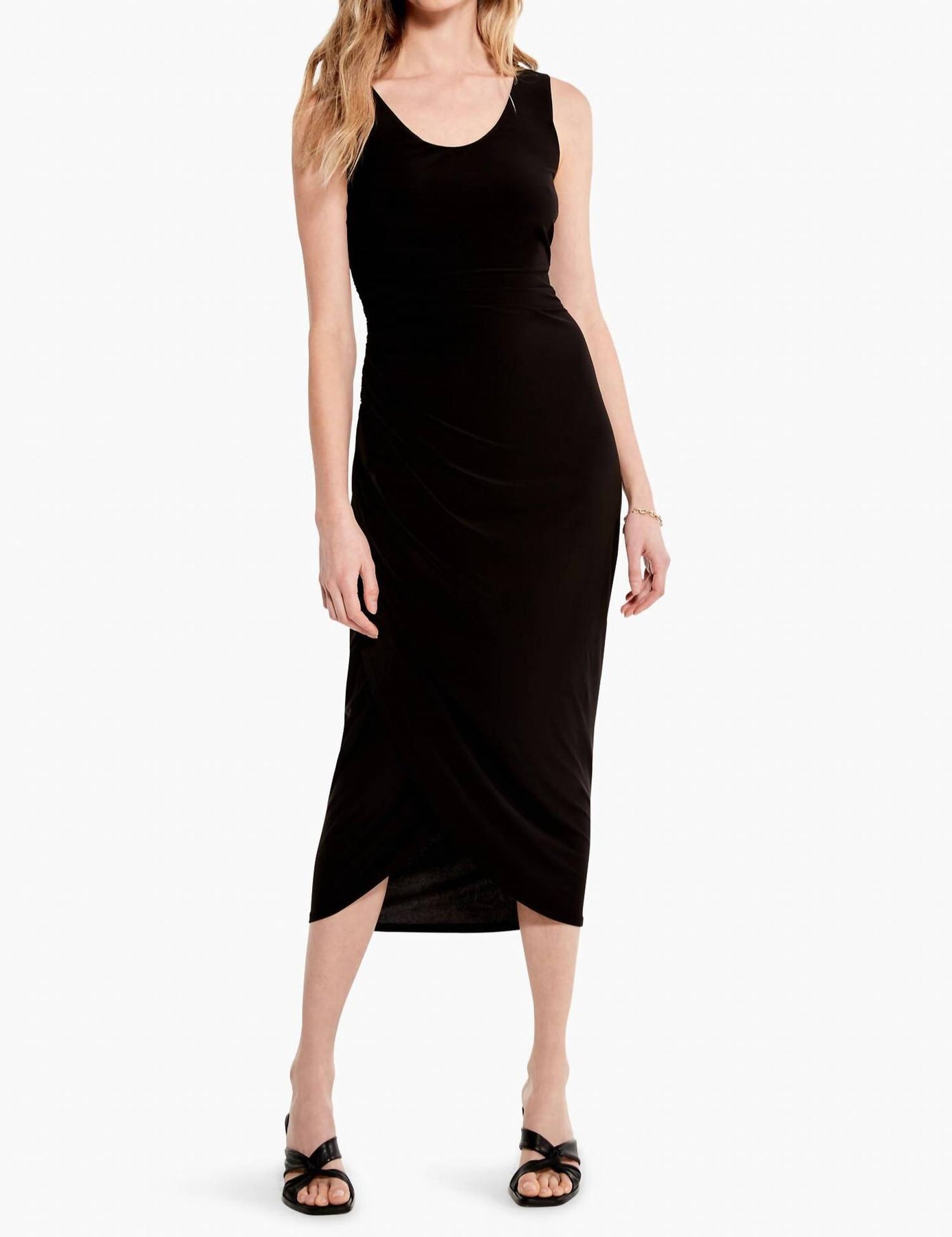 Hohe Twist gerafftes Kleid in schwarzem Onyx