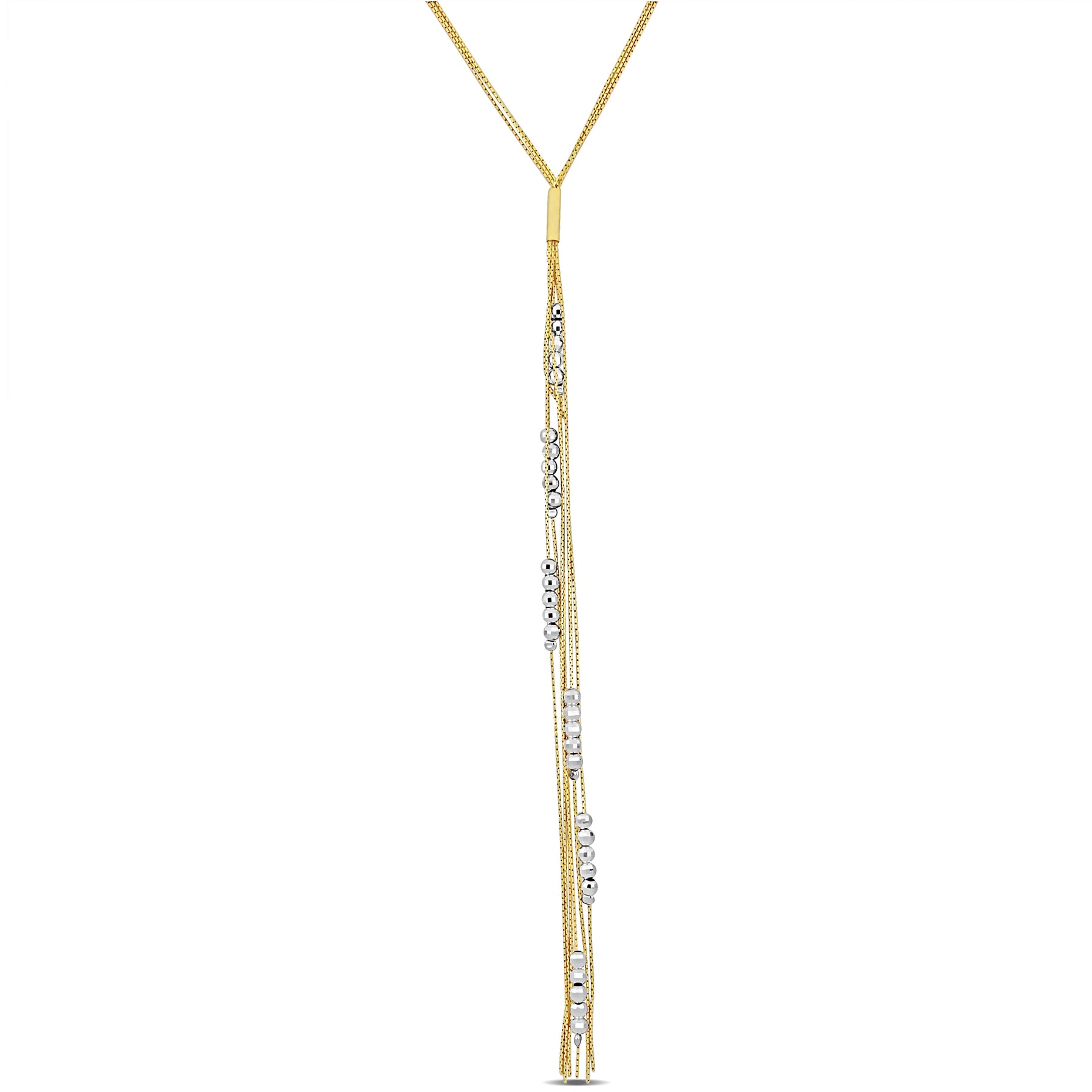 Mimi & Max Diamantschliff Perlen Lariat Halskette in zweifarbigen gelben und weißen Sterling Silber-17 in