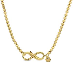 Mimi & Max Infinity Bead Link Halskette aus Gelbem Sterlingsilber – 18 in