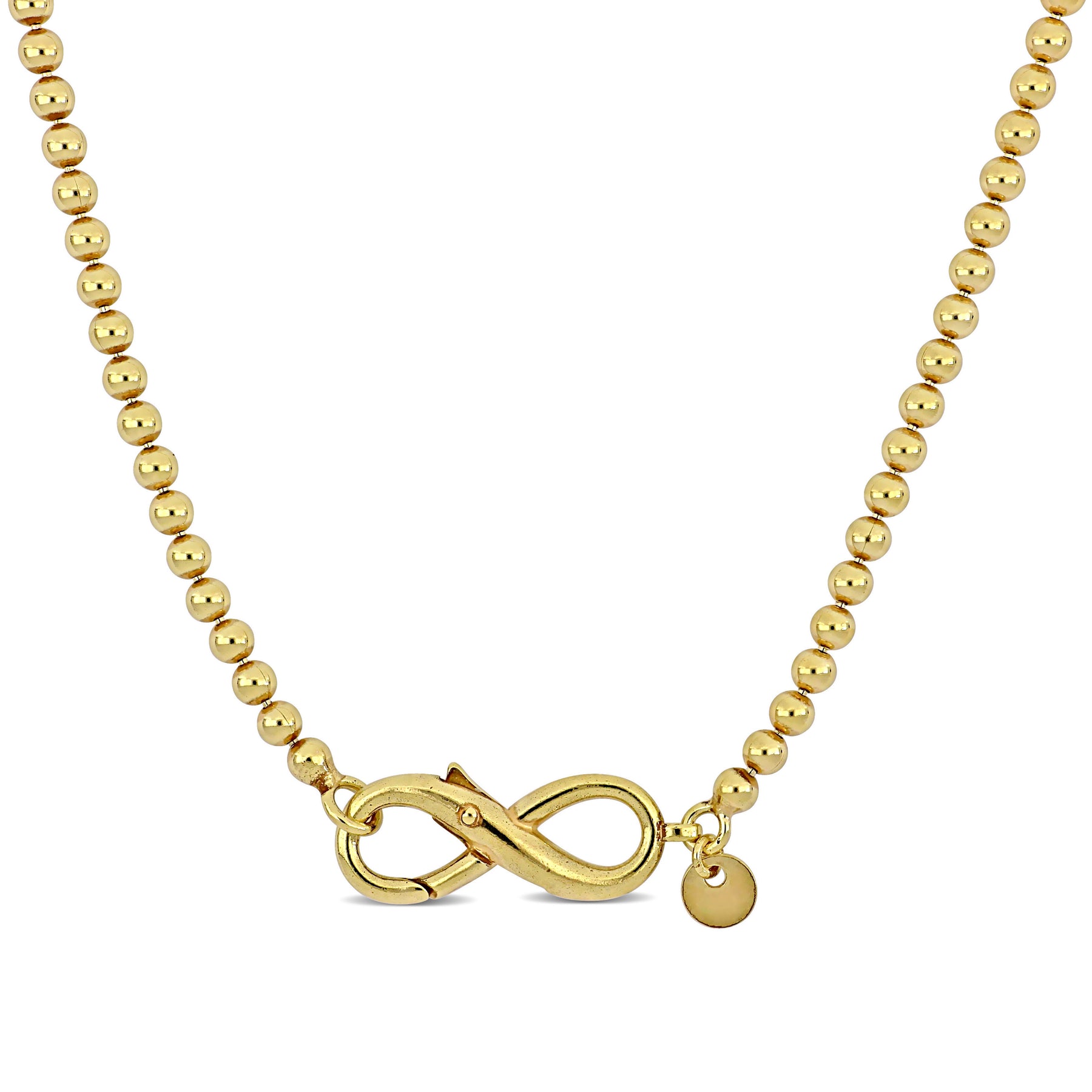 Mimi & Max Infinity Bead Link Halskette aus Gelbem Sterlingsilber – 18 in