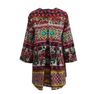 Dolce & Gabbana Kleid mit mehreren Drucken in mehrfarbiger Baumwolle 7703692705852