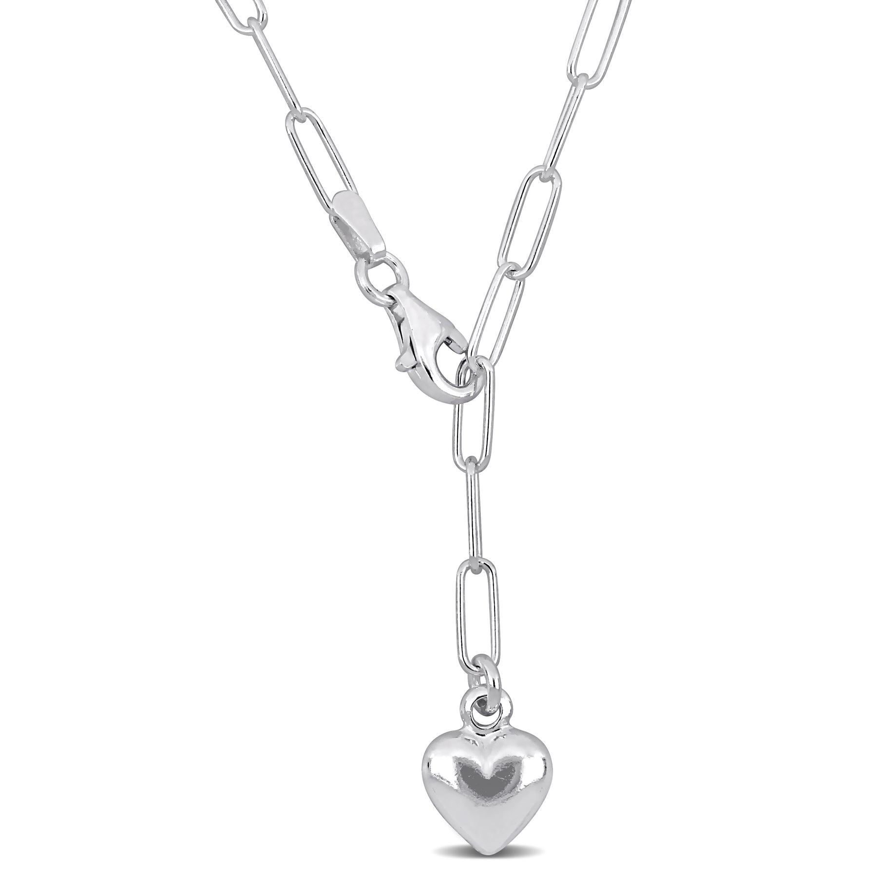Mimi & Max 3mm Herz Charm Lariat oval Link Halskette in Sterling Silber – 16 in