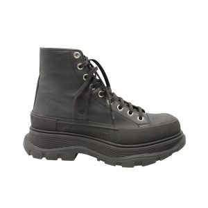 Alexander McQueen Tread Slick Schnürstiefeletten aus schwarzem Kalbsleder
