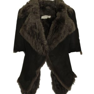 Marni Fur Wintermantel aus olivgrüner Wolle 7703683825724