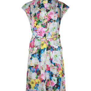 Erdem Buttoned Summer Kleid in mit Blumenmuster bedruckter Seide 7703687790652