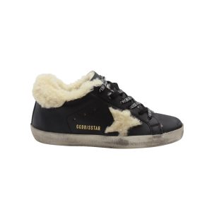 Golden Goose Super-Star Sneakers mit Schereinsätzen aus schwarzem Leder 7703687430204