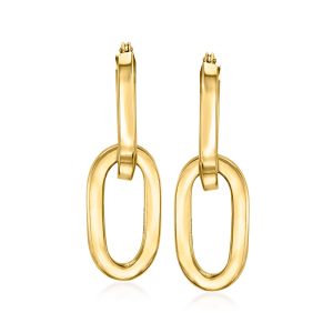 Ross-Simons Italienische 14kt Gelbgold abnehmbaren Papier Clip Link Creole Drop Ohrringe
