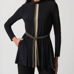 Stripe Tunic in Schwarz/Avocado