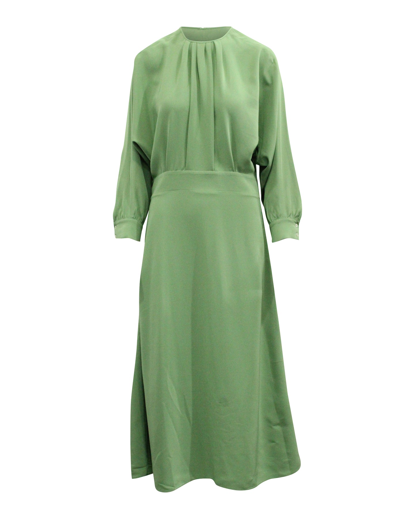 Victoria Beckham Gefaltetes A-Linien Kleid aus grünem Polyester