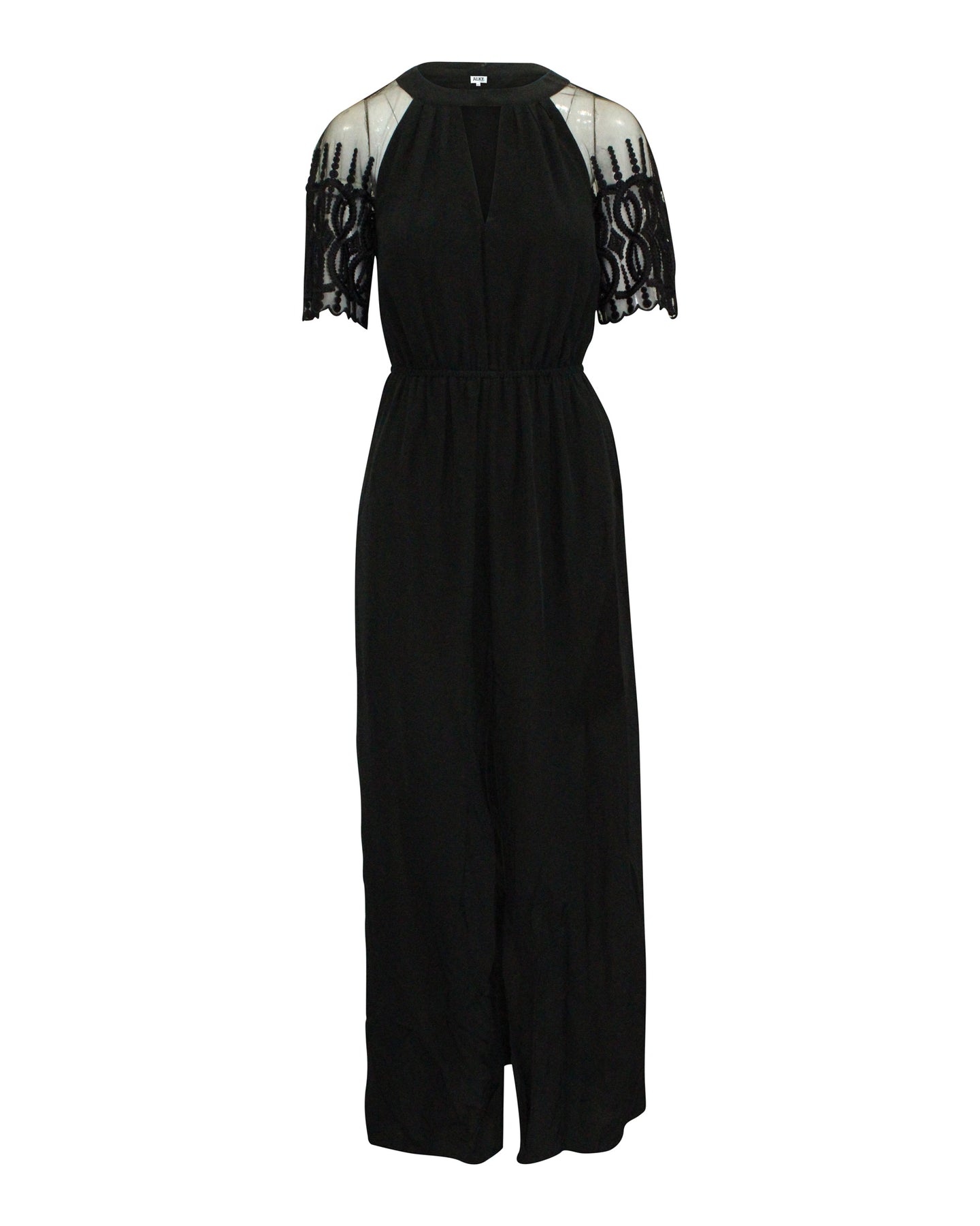 Alice von Temperley London Kleid mit Spitzenärmeln aus schwarzer Baumwolle