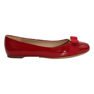 Salvatore Ferragamo Varina Ballet Wohnungen in rotem Lackleder 7703693000764