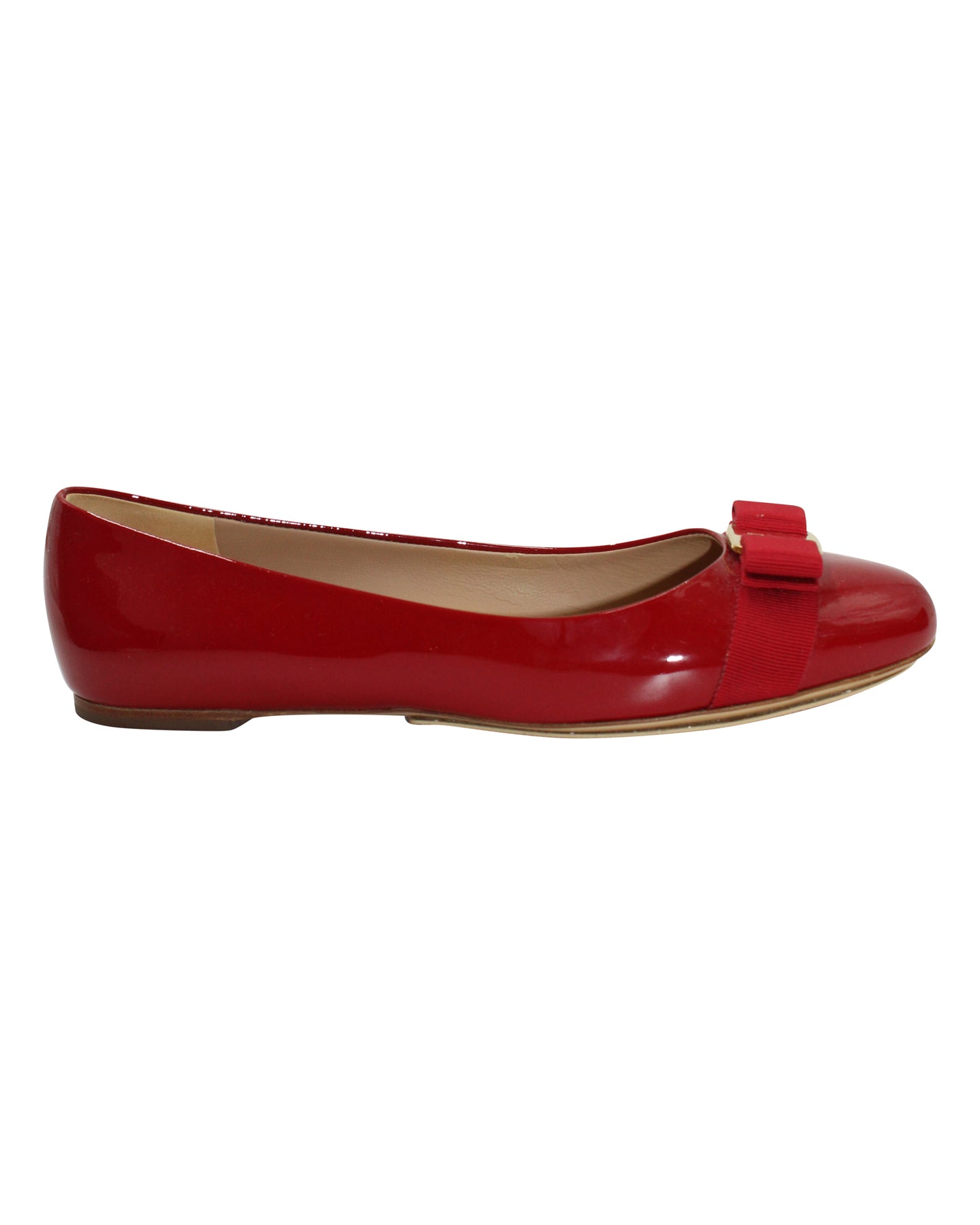 Salvatore Ferragamo Varina Ballerinas aus rotem Lackleder