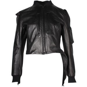 Yohji Yamamoto Asymmetrische Jacke aus schwarzem Leder