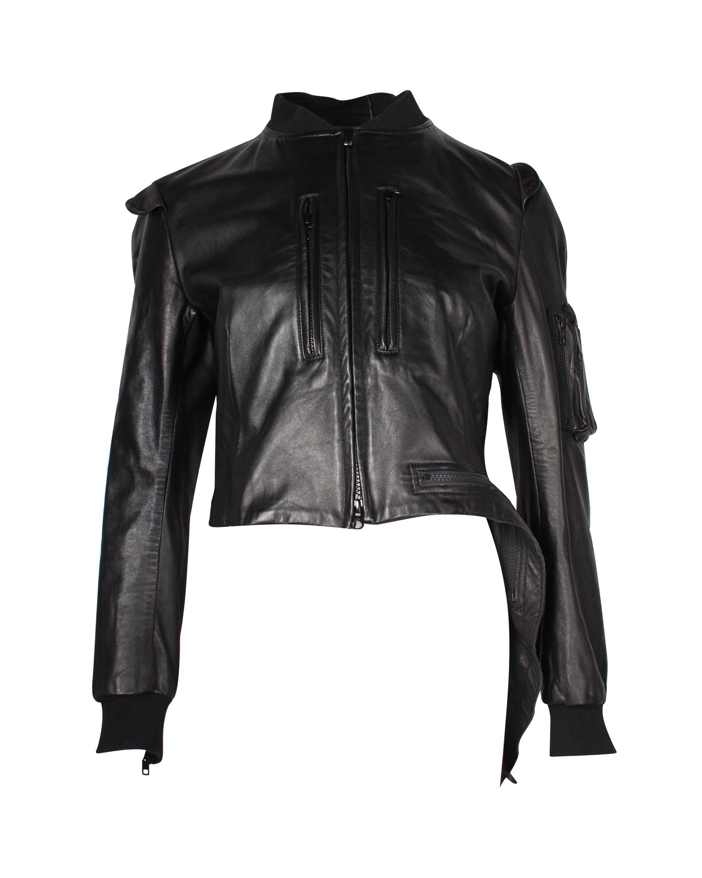 Yohji Yamamoto Asymmetrische Jacke aus schwarzem Leder