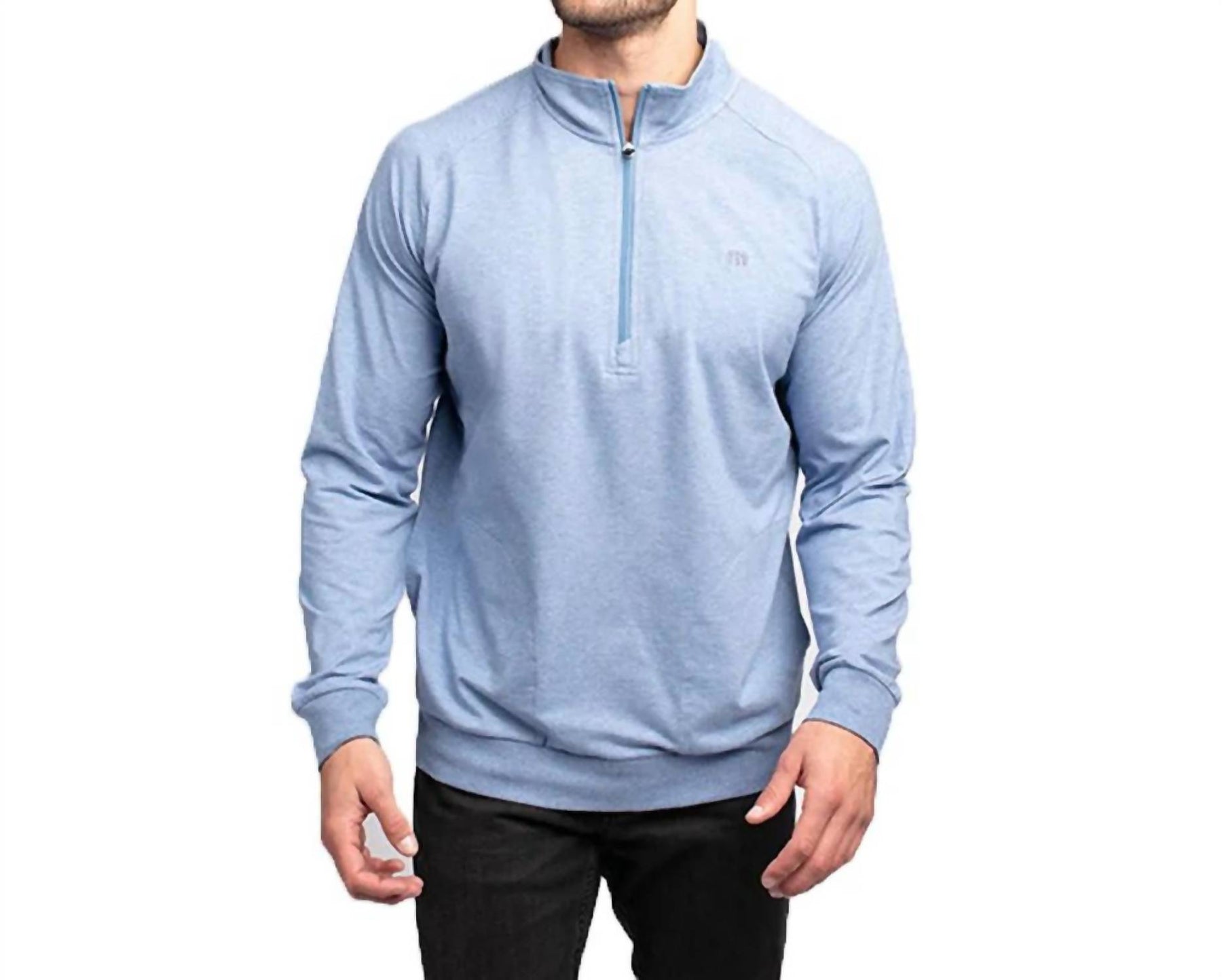Herren Zachary 1/2 Zip Pullover in Heather Hellblau