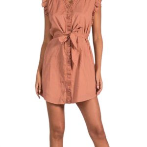 Rüschen Ärmel Kleid in Rost 7804018655292