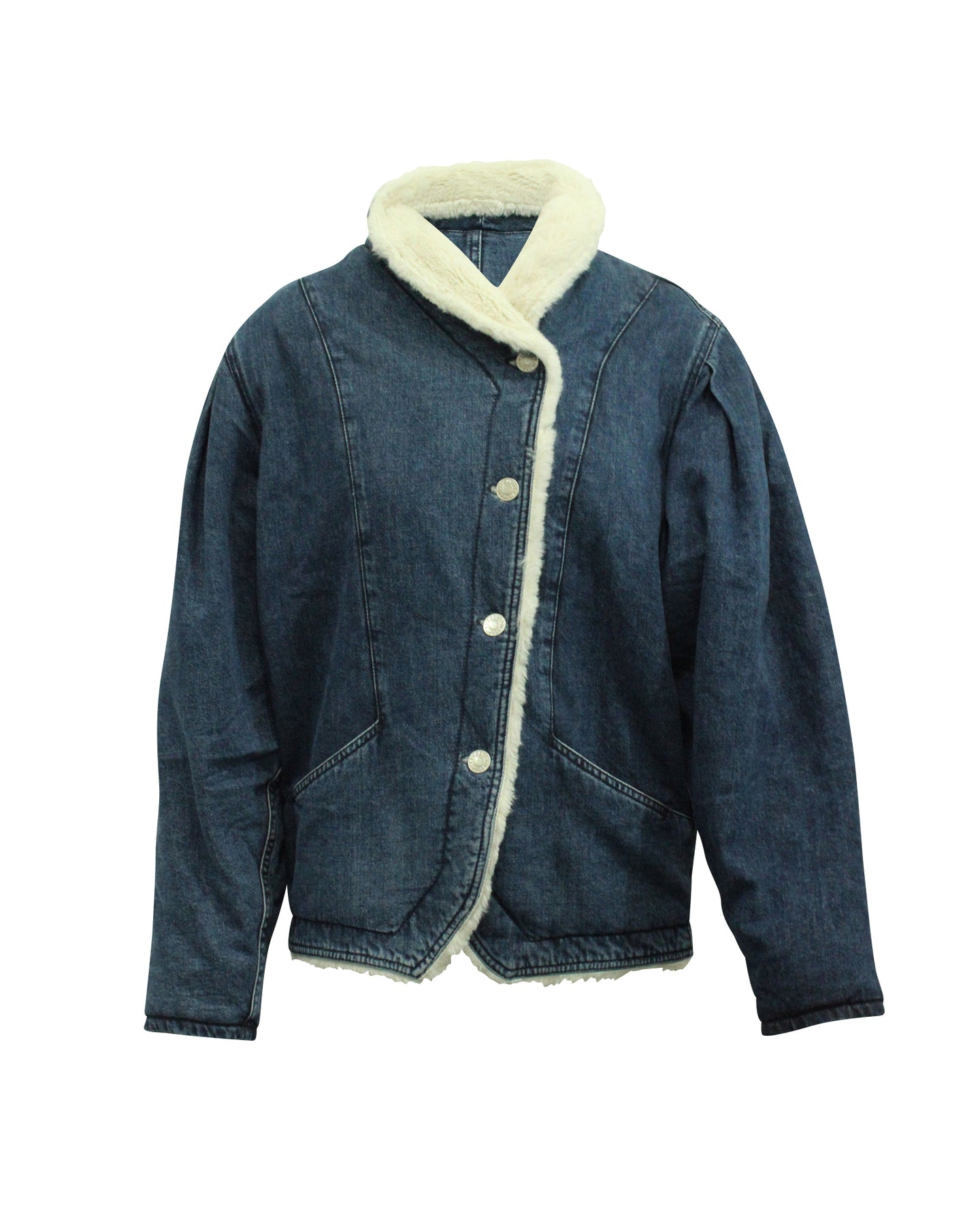 Isabel Marant Jacke aus Denim und Kunstpelz in Blau