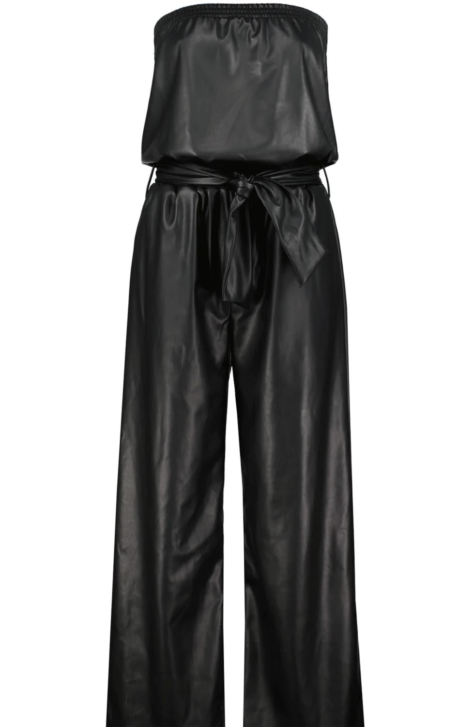 Glam Slam Jumpsuit aus veganem Leder in Noir