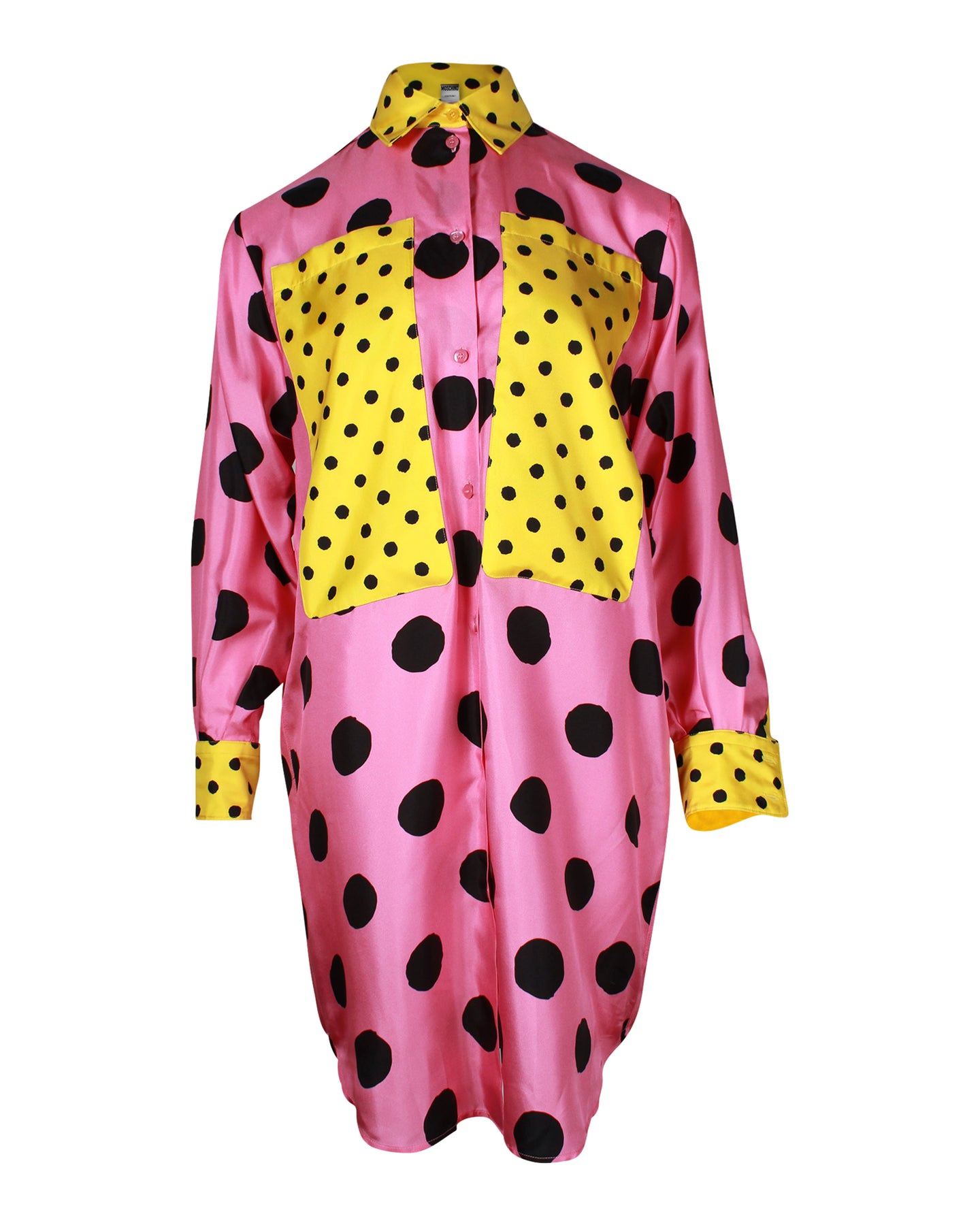 Moschino Couture Polka Dot Hemd Kleid aus rosa Seide