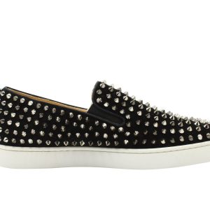 Christian Louboutin Roller-boat Spiked Flache Sneaker aus schwarzem Wildleder