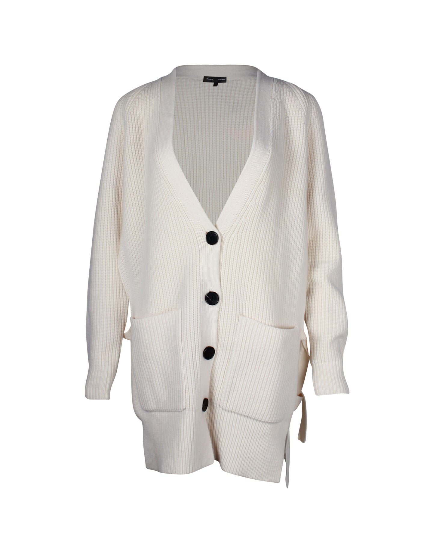 Proenza Schouler Strickjacke mit V-Ausschnitt und Rippenmuster in Cremewolle