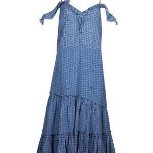 Altuzarra Off-The-Shoulder Kleid mit Rüschenmuster aus blauer Seide