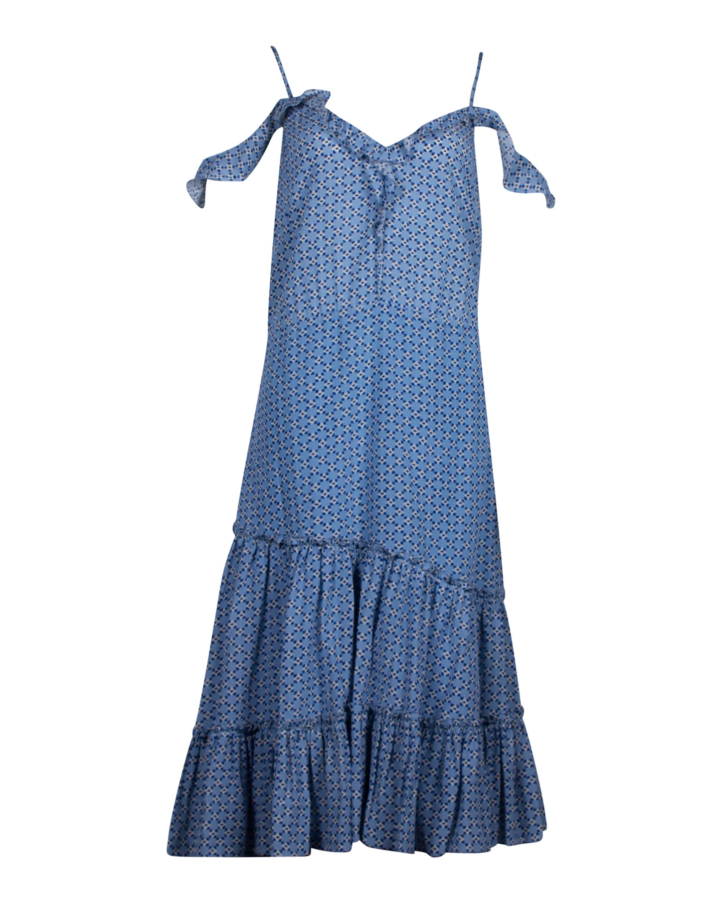 Altuzarra Off-The-Shoulder Kleid mit Rüschenmuster aus blauer Seide