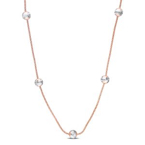 Mimi & Max 6mm weiße Kugel Station Kette Kette in roséveredeltem Sterling Silber – 16 in