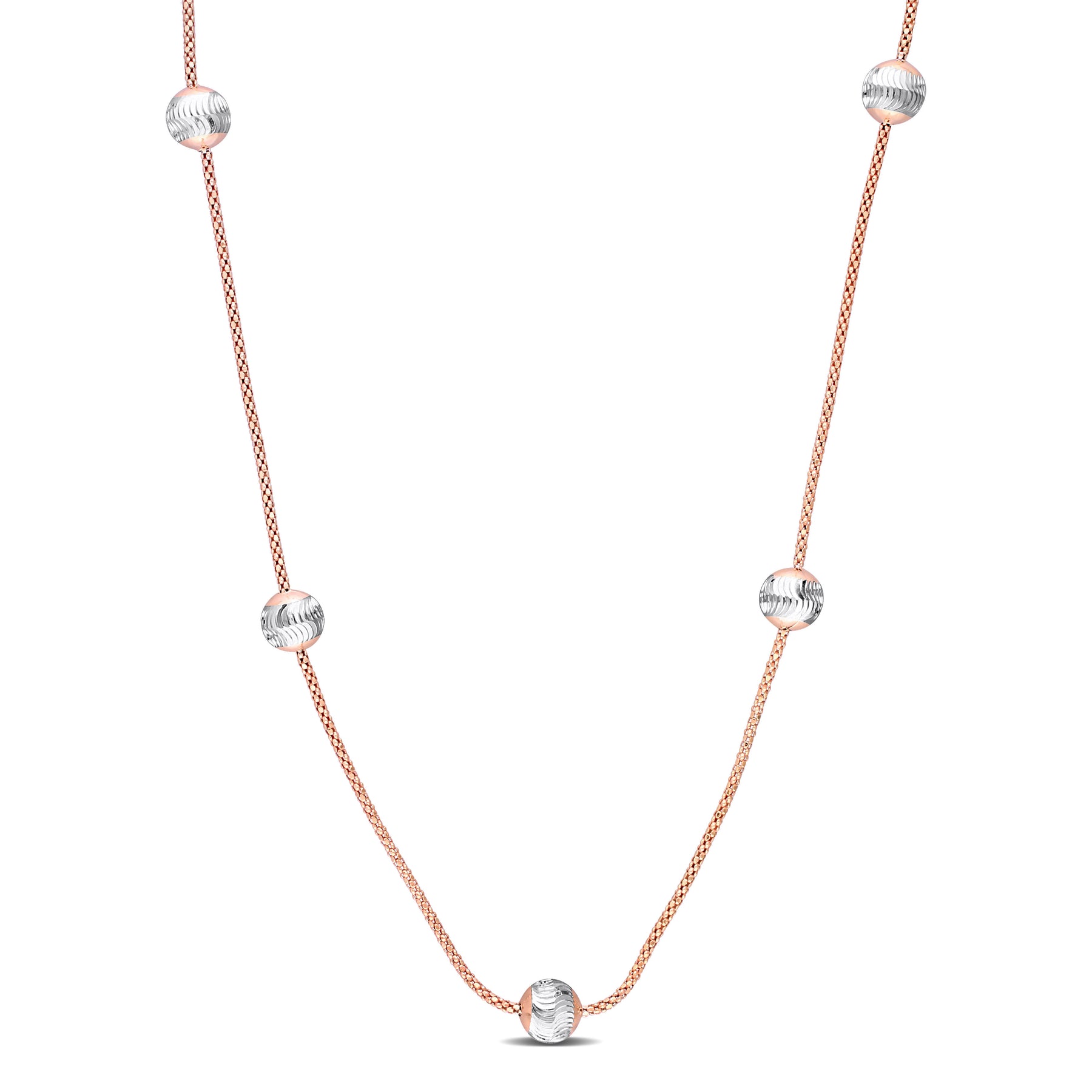 Mimi & Max 6mm Weiß Ball Station Kette Halskette in Rose überzogen Sterling Silber – 16 Zoll