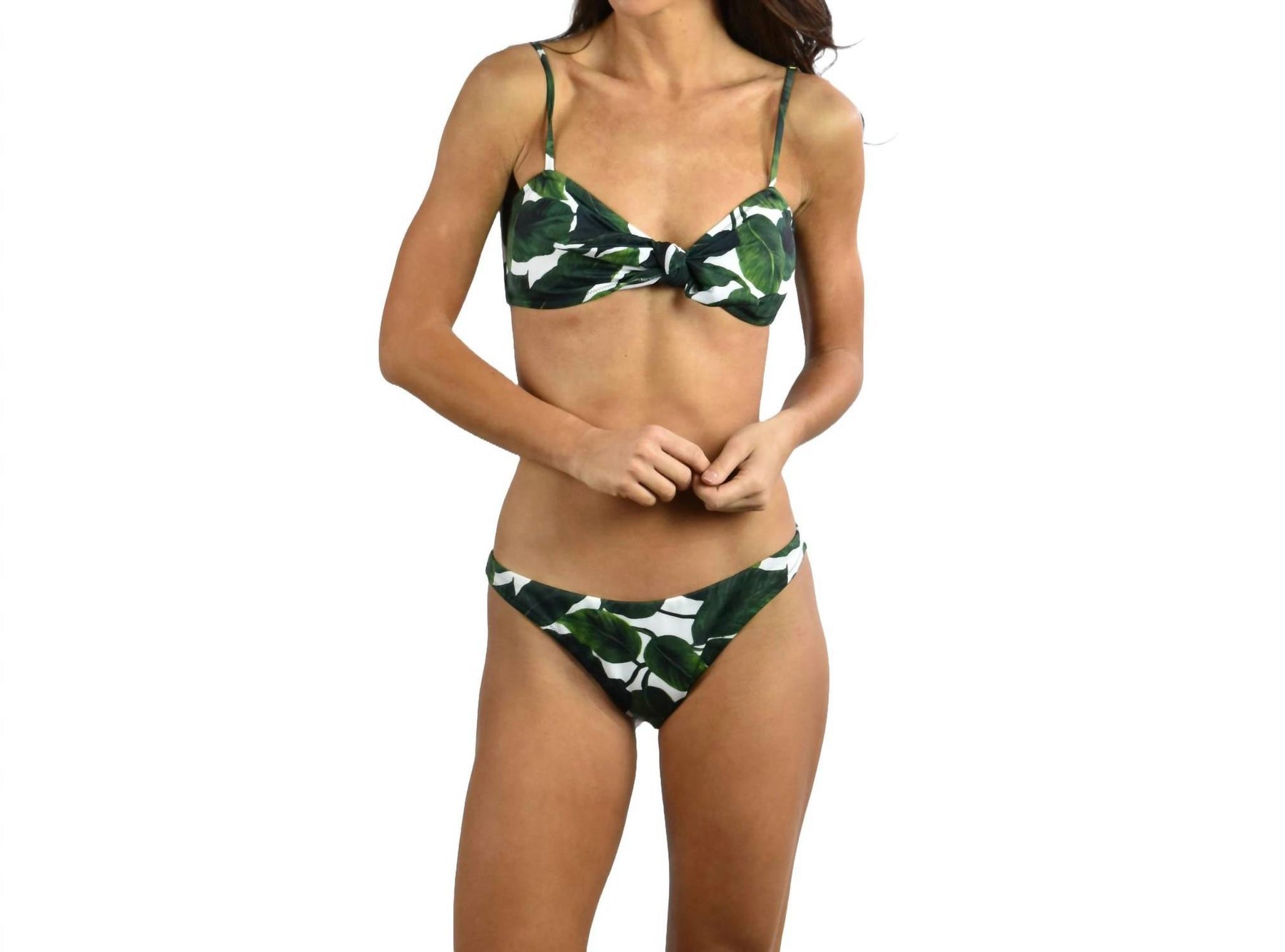 Banane Leaf Tropez hohe Schnitt Bikini unten in Emerald Mehrfarbig