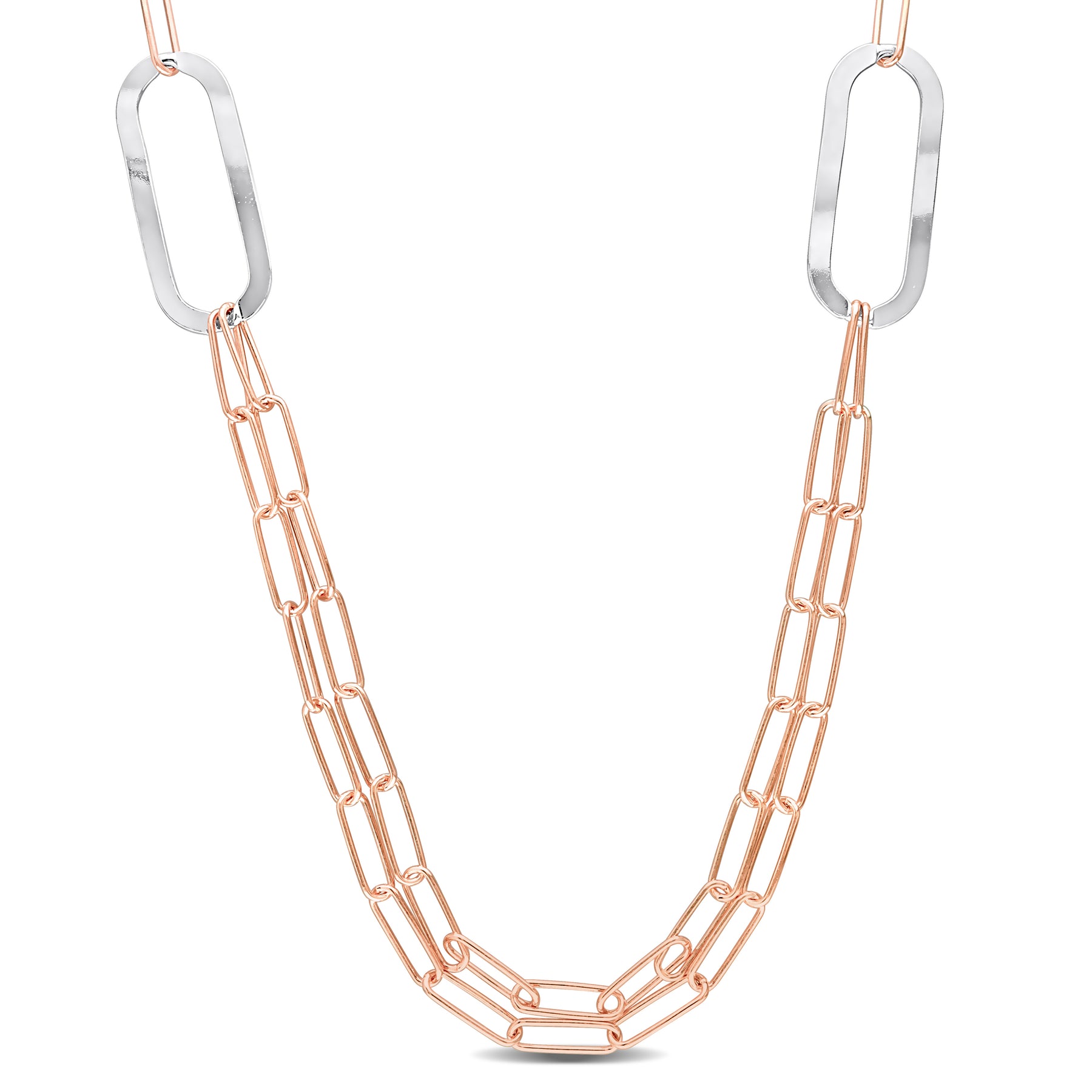 Mimi & Max zweifarbige Paperclip Kette Halskette in Rose überzogen Sterling Silber – 37 in
