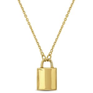 Mimi & Max Vorhängeschloss Halskette mit Kette in 14 Karat Gelbgold – 17 in