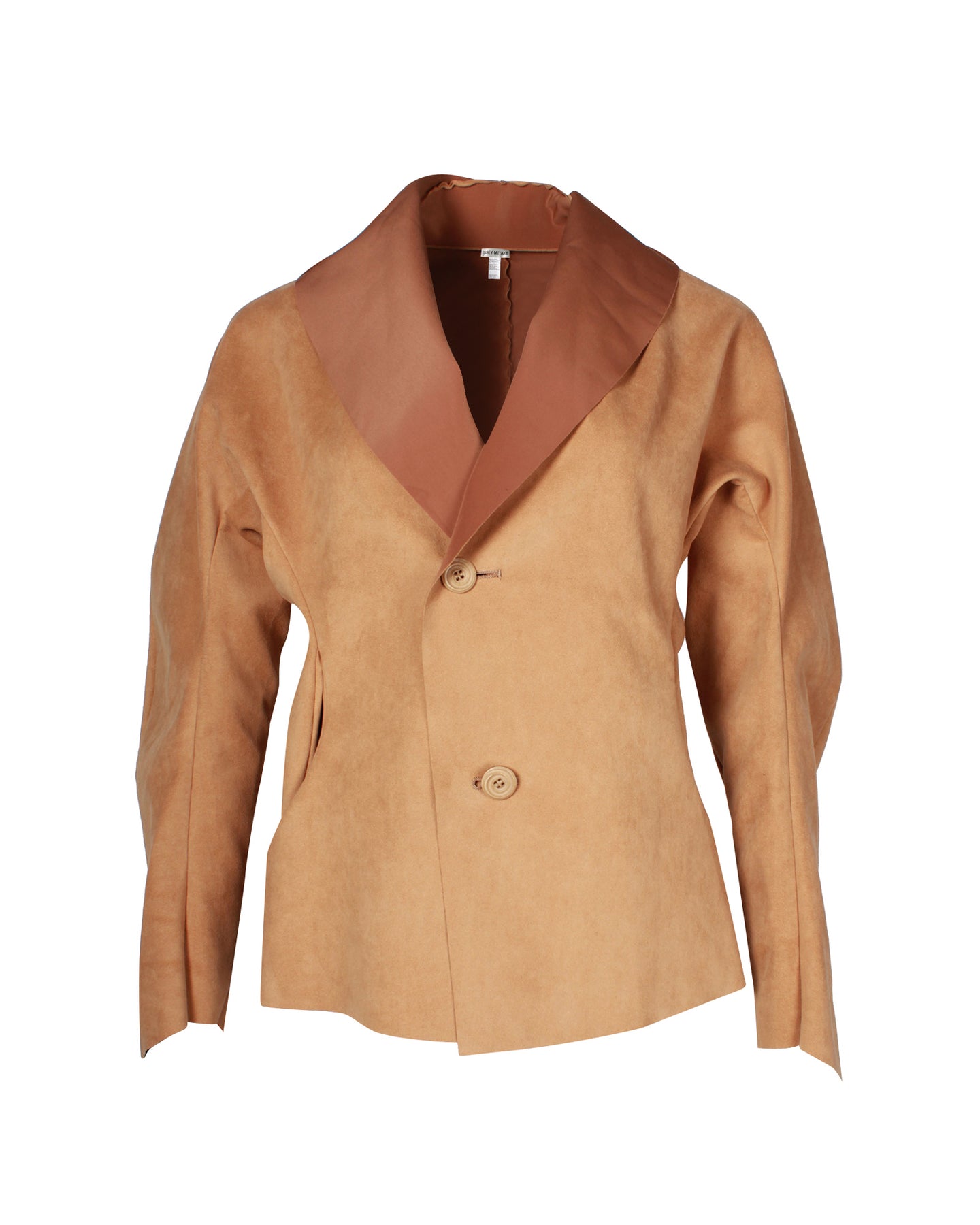 Issey Miyake Einreiher-Jacke aus beigeem Polyester