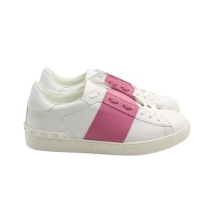 Valentino Offene Sneaker aus weißem Kalbsleder