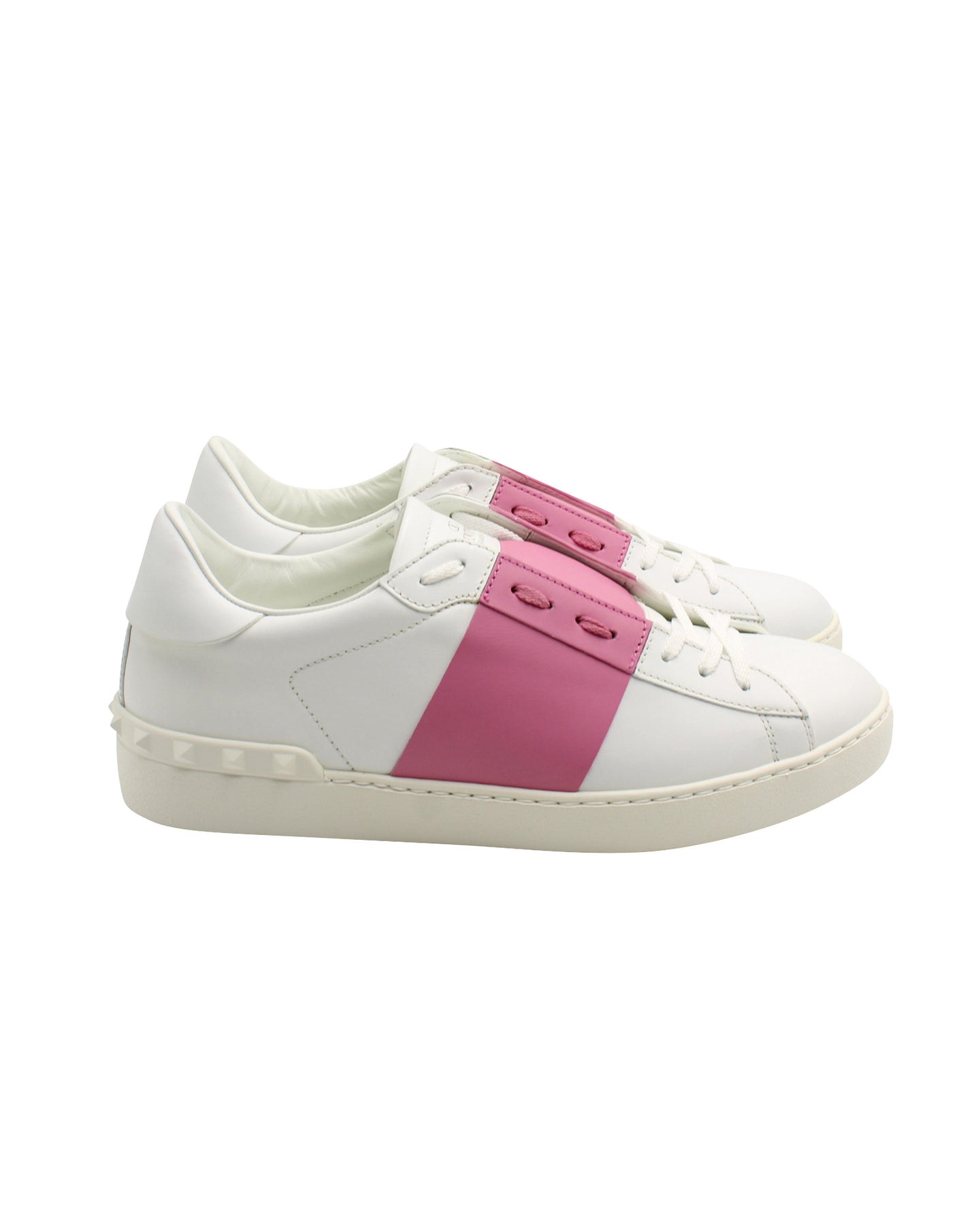 Valentino Offene Sneaker aus weißem Kalbsleder