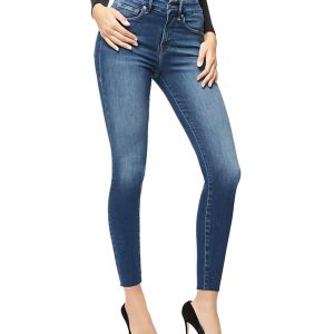 hohe Taille Ernte rohen Rand jean in blau 7804023636028