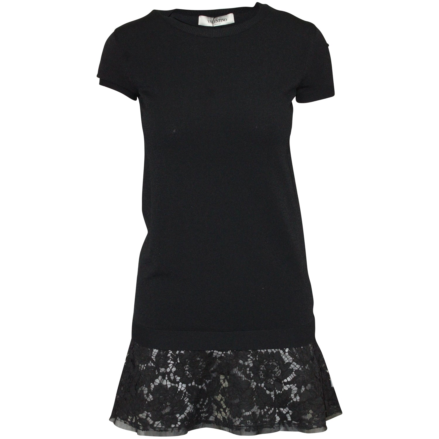 Valentino T-Shirt mit geriffeltem Saum aus schwarzer Baumwolle