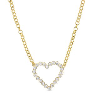 Mimi & Max 7 1/2 CT TGW kubische Zirkonia offene Herz Halskette in gelbem Silber – 18 in
