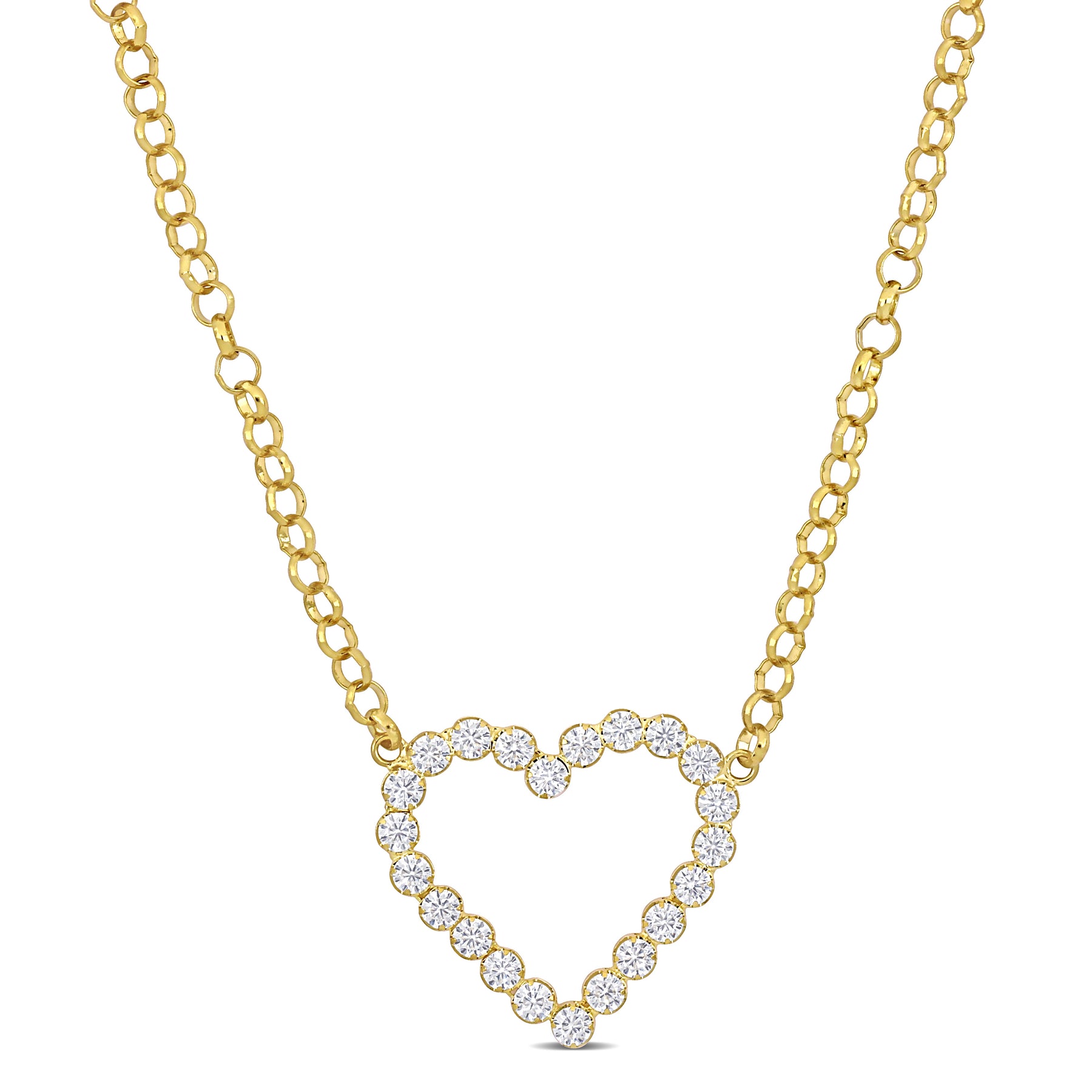 Mimi & Max 7 1/2 CT TGW Zirkonia Offenes Herz Halskette in Gelb Silber – 18 in