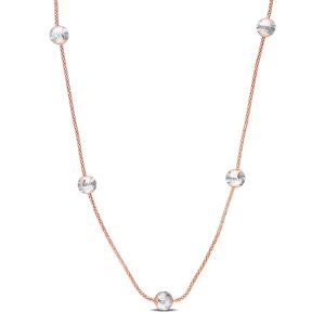 Mimi & Max 6mm weiße Ball Station Kette Kette in roséveredeltem Sterling Silber – 18 in
