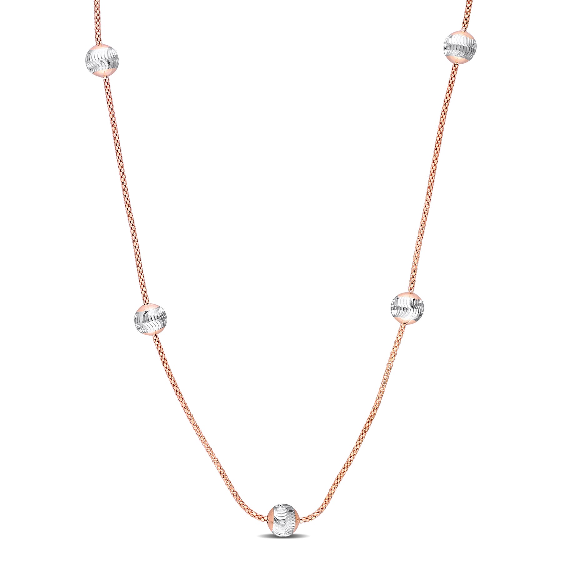 Mimi & Max 6mm Weiß Ball Station Kette Halskette in Rose überzogen Sterling Silber – 18 Zoll