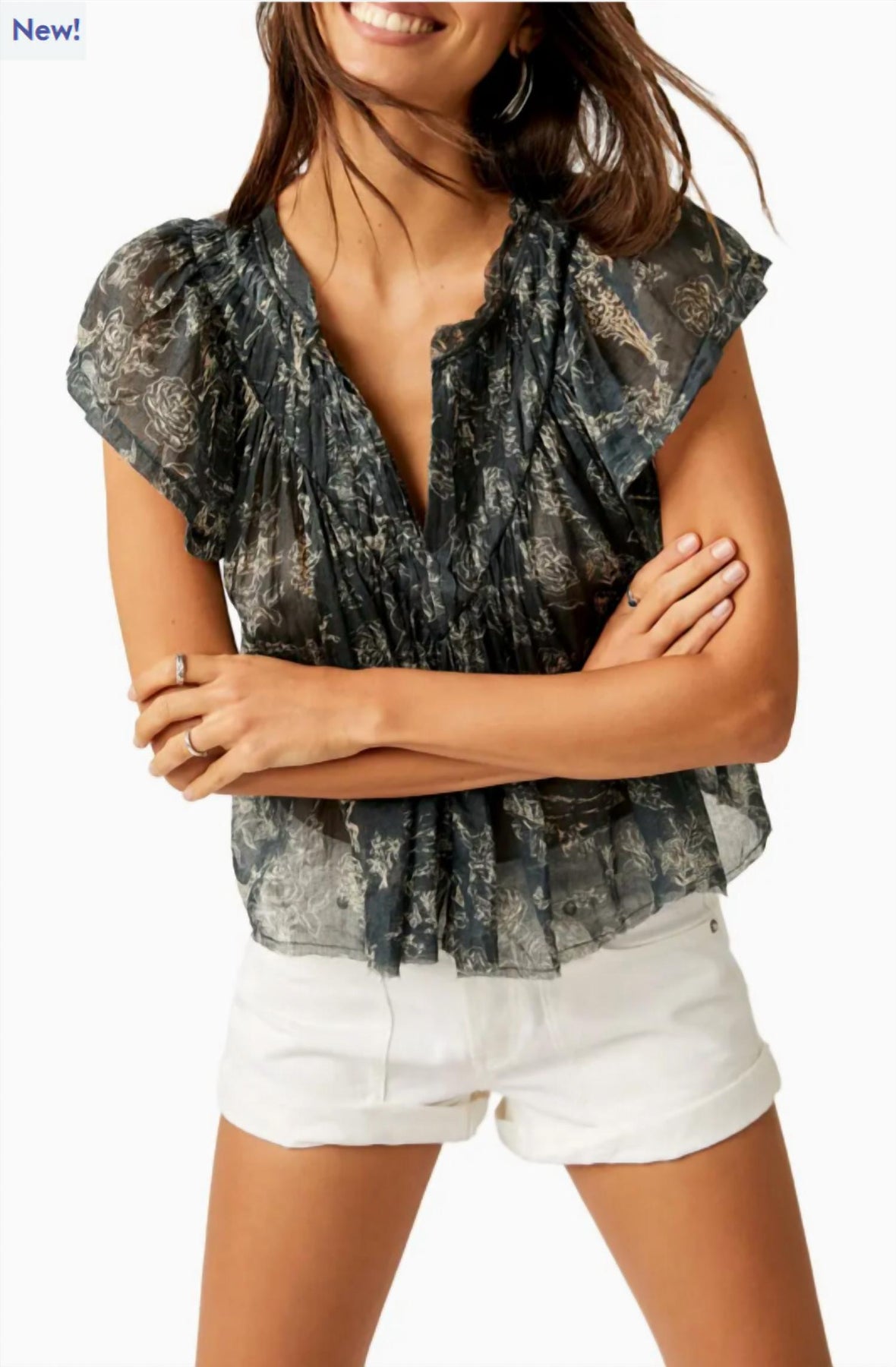 Bedrucktes Padma Top in Evergreen