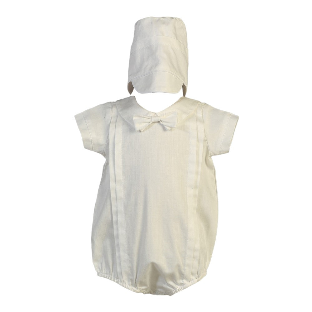 Baby Jungen Weiß Baumwolle Kurzarm Bogen Taufe Strampler 0-18M