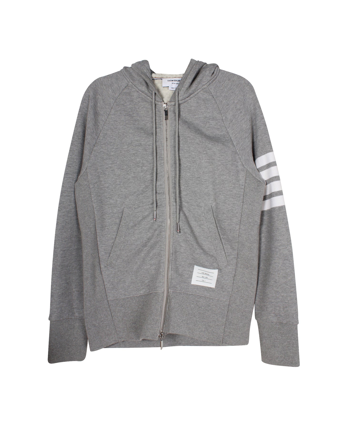 Thom Browne Grau Engineered 4-Bar mit Reißverschluss Kapuzenpullover aus grauer Baumwolle
