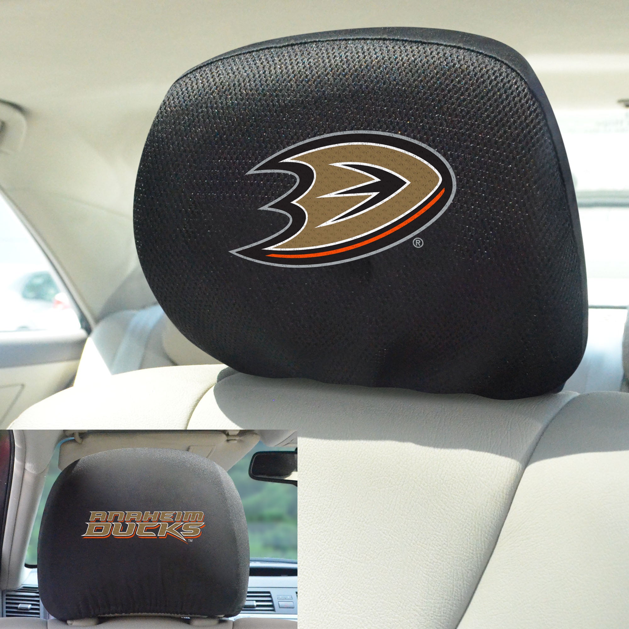 Fanmats Anaheim Enten bestickt Kopf Rest Cover Set – 2 Stück