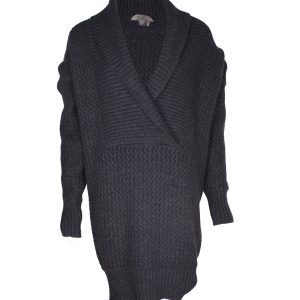 Stella McCartney Knitted Chunky Strickjacke aus dunkelgrauer Wolle 7703678222396