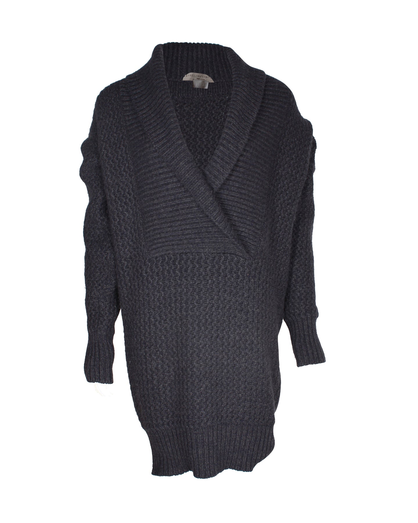 Stella McCartney Knitted Chunky Strickjacke aus dunkelgrauer Wolle 7703678222396