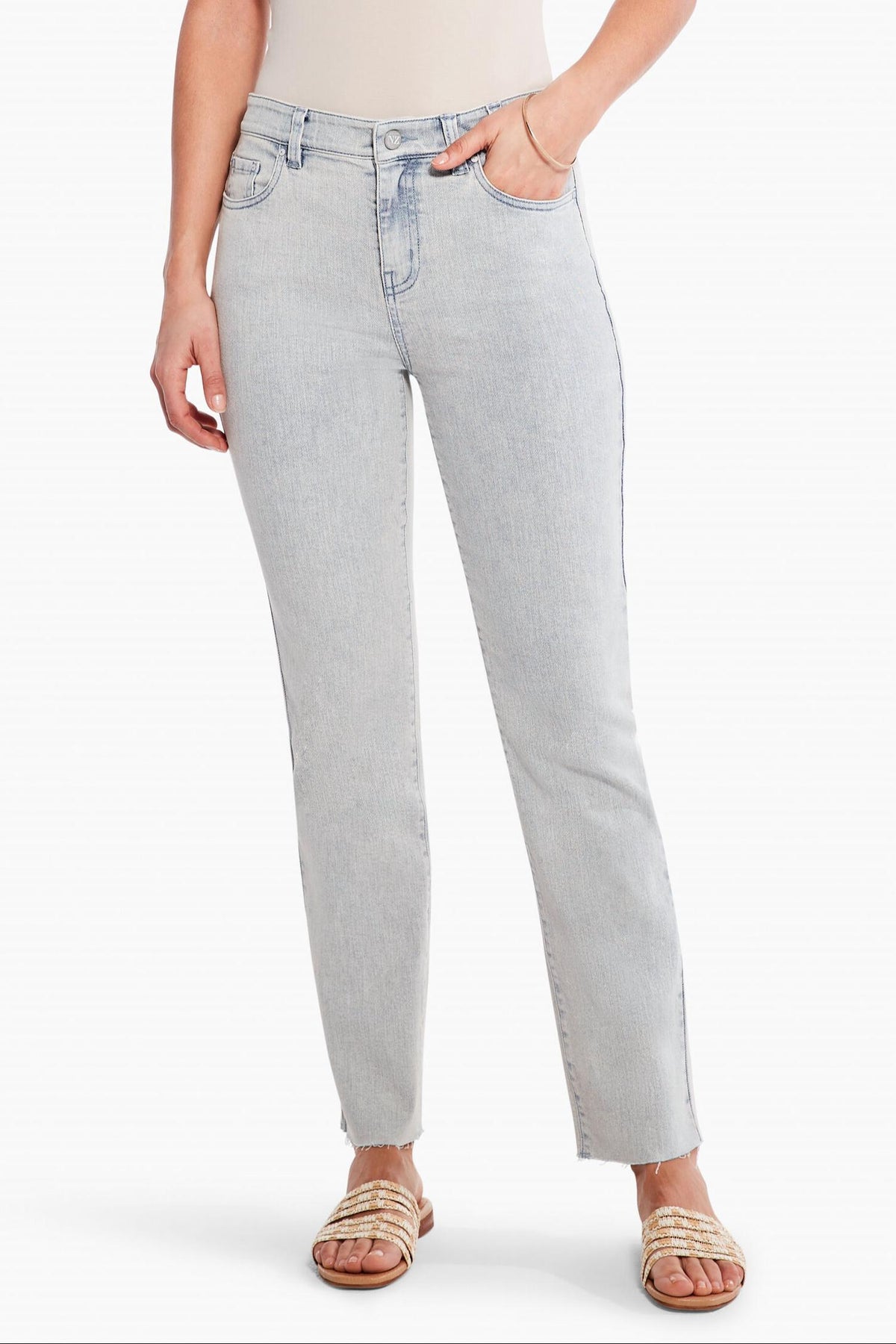 Mittlerer Bund Straight Knöchel Jean im Salz