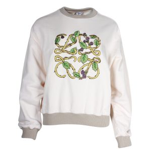Loewe Herbarium-Anagram Pullover aus creme Baumwolle 7703679238204